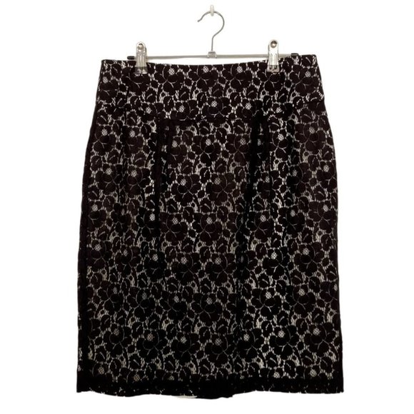 Portmans Dresses & Skirts - PORTMANS Black / White Lace Overlay Straight Back Split Pencil Skirt - Size 10